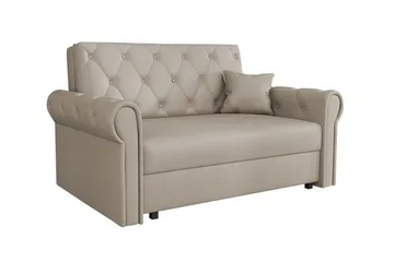 Denegal 2-sits liten bäddsoffa i Plysch - Beige - Möbler - Soffa - Bäddsoffa