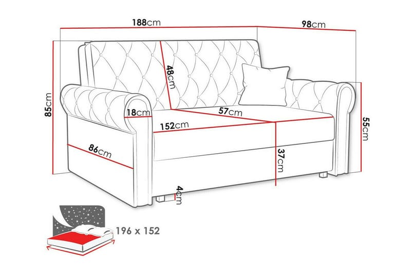 Denegal 2-sits liten bäddsoffa i Plysch - Grå - Möbler - Soffa - Bäddsoffa