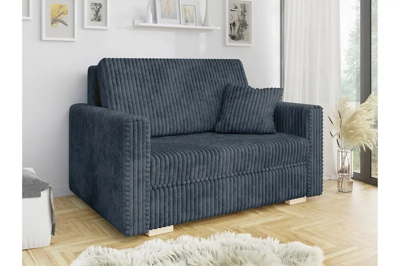 Denegal 2-sits liten bäddsoffa i Plysch - Grå - Möbler - Soffa - Bäddsoffa
