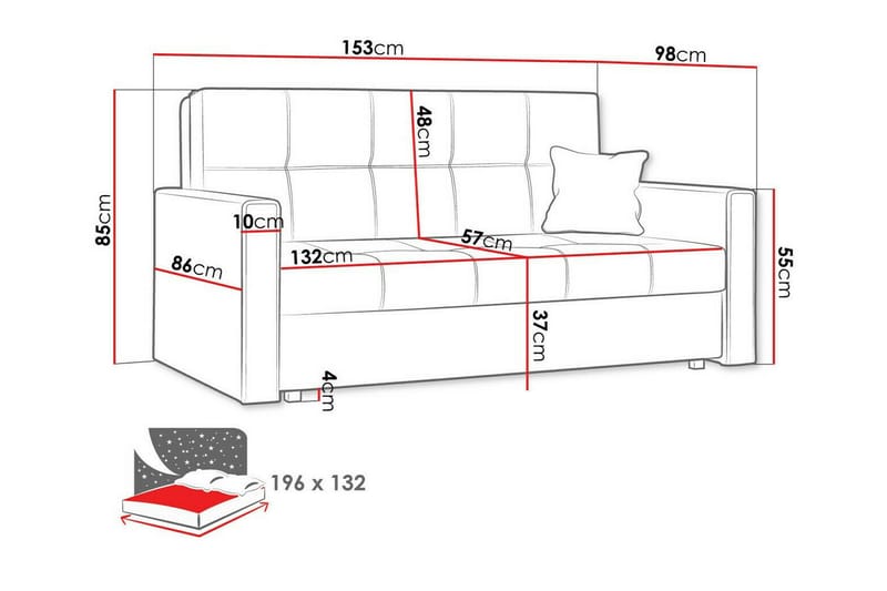 Denegal 2-sits liten bäddsoffa i Plysch - Brun - Möbler - Soffa - Bäddsoffa