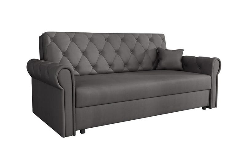 Denegal 2-sits liten bäddsoffa i Plysch - Grå - Möbler - Soffa - Bäddsoffa