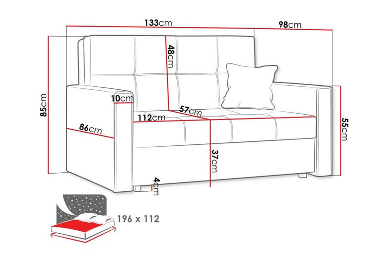 Denegal 2-sits liten bäddsoffa i Plysch - Brun - Möbler - Soffa - Bäddsoffa