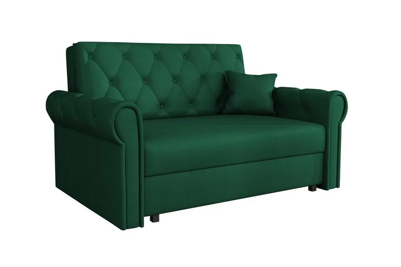 Denegal 2-sits liten bäddsoffa i Plysch - Grön - Möbler - Soffa - Bäddsoffa
