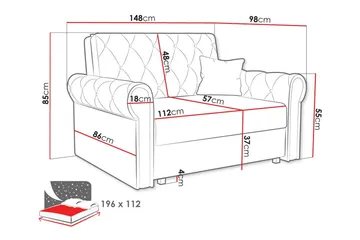 Denegal 2-sits liten bäddsoffa i Plysch - Grön - Möbler - Soffa - Bäddsoffa