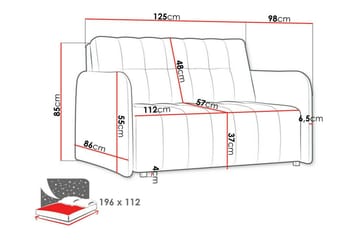 Denegal 2-sits Utdragbar Bäddsoffa 112x192 cm med Förvaring i Tyg - Cognac - Möbler - Soffa - Bäddsoffa