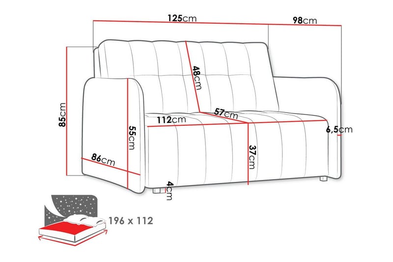 Denegal 2-sits Utdragbar Bäddsoffa 112x192 cm med Förvaring i Tyg - Taupe - Möbler - Soffa - Bäddsoffa
