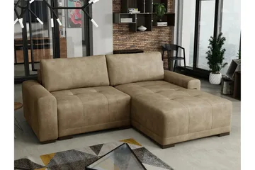 Denegal 2-sits Vänstervänd Bäddsoffa med Förvaring 130x190 cm i Tyg - Sandbeige - Möbler - Soffa - Bäddsoffa