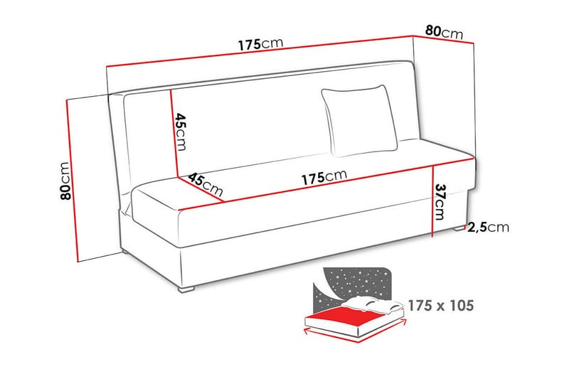 Denegal 3-sits Bäddsoffa - Möbler - Soffa - Bäddsoffa