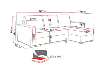 Denegal 3-sits Hörnbäddsoffa - Grå - Möbler - Soffa - Bäddsoffa