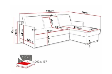 Denegal 3-sits Hörnbäddsoffa - Möbler - Soffa - Bäddsoffa