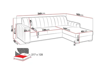 Denegal 3-sits Hörnbäddsoffa - Möbler - Soffa - Bäddsoffa