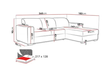 Denegal 3-sits Hörnbäddsoffa - Möbler - Soffa - Bäddsoffa