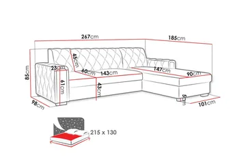 Denegal 3-sits Hörnbäddsoffa - Möbler - Soffa - Bäddsoffa