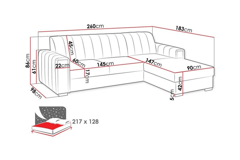 Denegal 3-sits Hörnbäddsoffa - Möbler - Soffa - Bäddsoffa