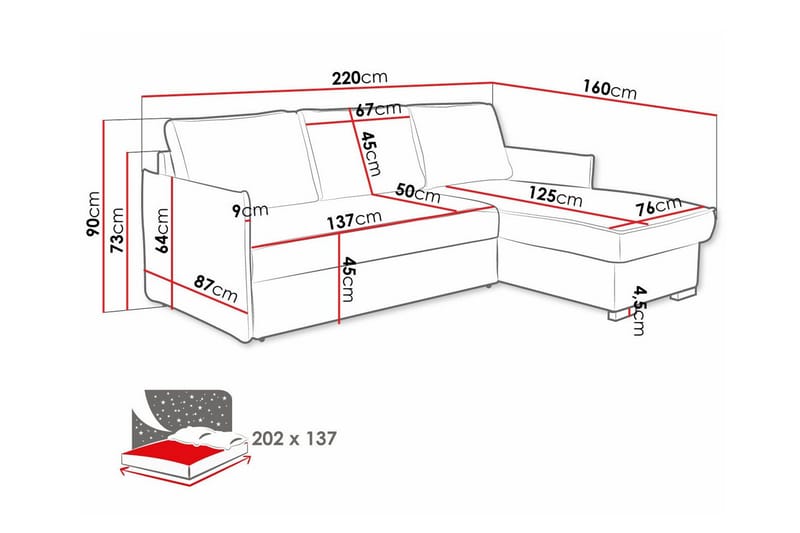 Denegal 3-sits Hörnbäddsoffa - Möbler - Soffa - Bäddsoffa