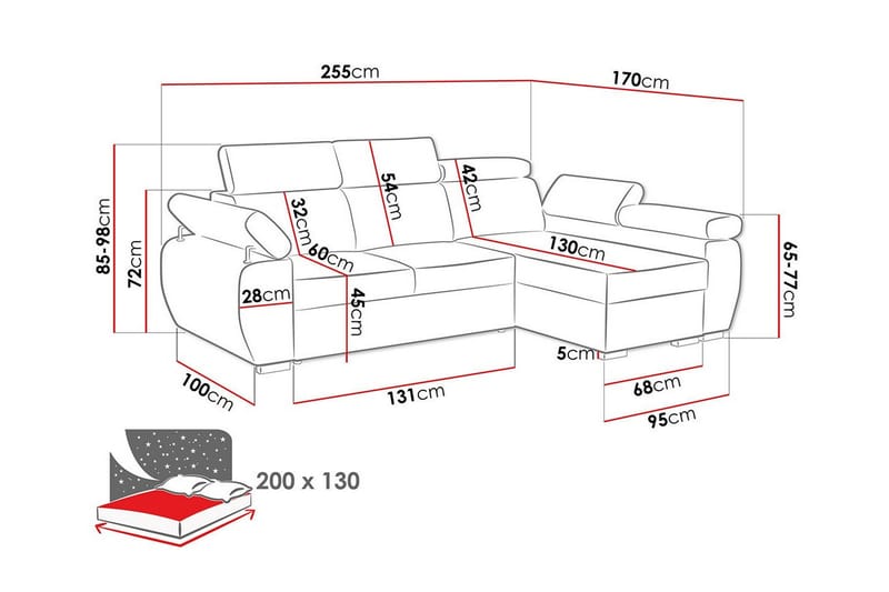 Denegal 3-sits Hörnbäddsoffa - Möbler - Soffa - Bäddsoffa