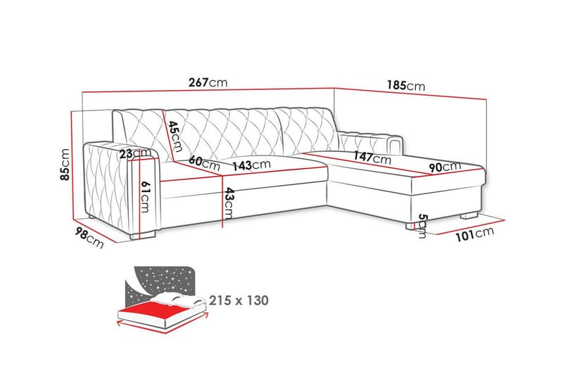 Denegal 3-sits Hörnbäddsoffa - Möbler - Soffa - Bäddsoffa