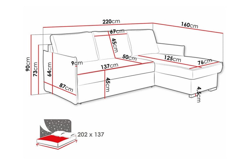 Denegal 3-sits Hörnbäddsoffa - Möbler - Soffa - Bäddsoffa
