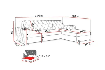 Denegal 3-sits Hörnbäddsoffa - Möbler - Soffa - Bäddsoffa