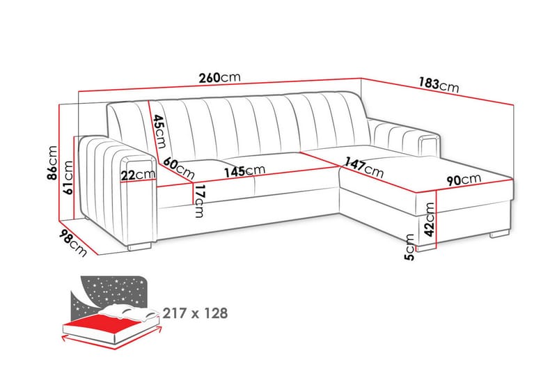 Denegal 3-sits Hörnbäddsoffa - Möbler - Soffa - Bäddsoffa