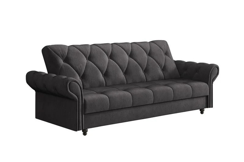 Denegal liten 3-sits Bäddsoffa Längsbäddad i Plysch - Mörkbrun - Möbler - Soffa - Bäddsoffa