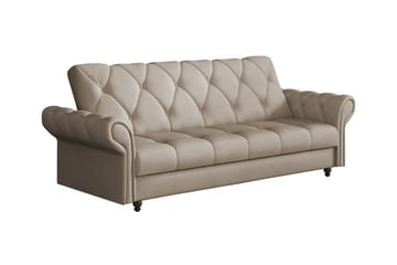 Denegal liten 3-sits Bäddsoffa Längsbäddad i Plysch - Ljusbrun - Möbler - Soffa - Bäddsoffa
