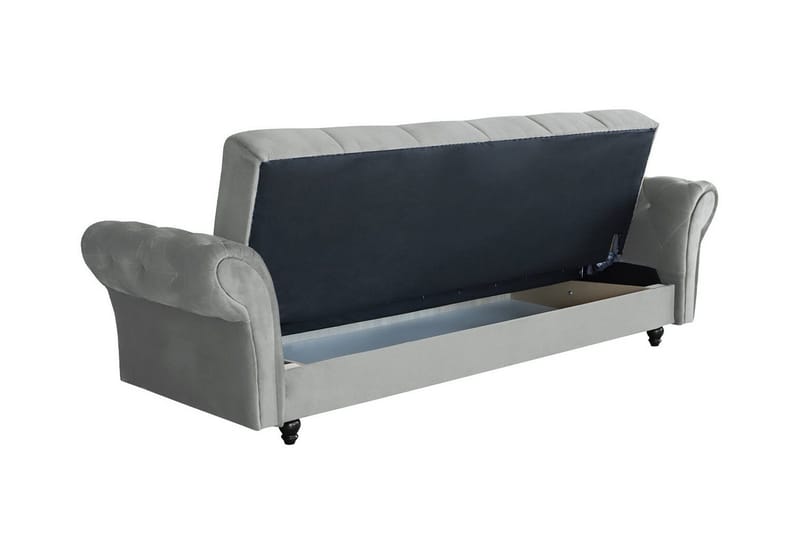 Denegal liten 3-sits Bäddsoffa Längsbäddad i Plysch - Ljusbrun - Möbler - Soffa - Bäddsoffa