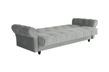 Denegal liten 3-sits Bäddsoffa Längsbäddad i Plysch - Ljusbrun - Möbler - Soffa - Bäddsoffa