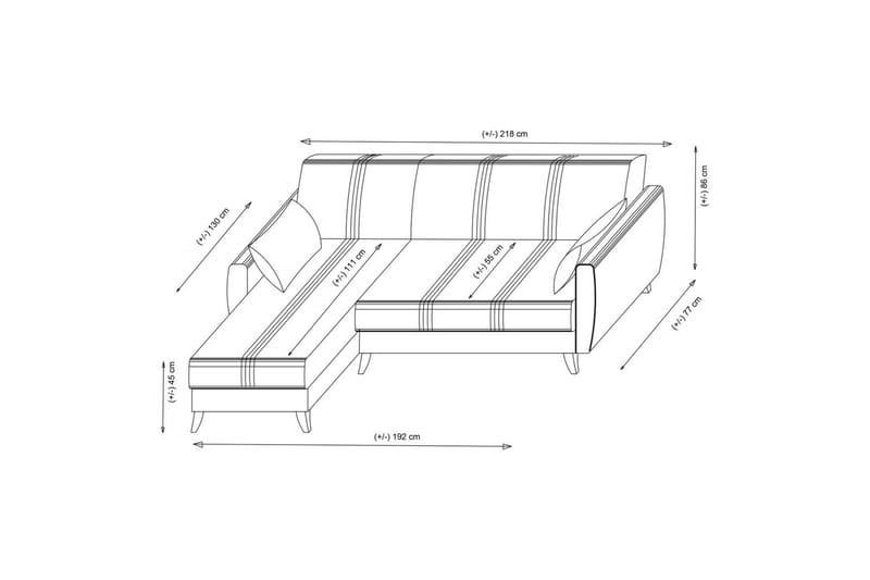 Dewan Bäddsoffa m. Divan 3-sits - Ljusgrå - Möbler - Soffa - Bäddsoffa