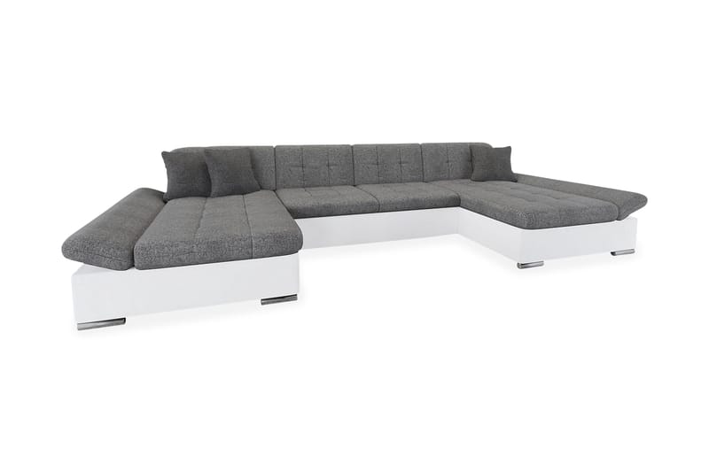 Dewitt 3-sits Bäddsoffa i Tyg och Läder, Vit|Grå