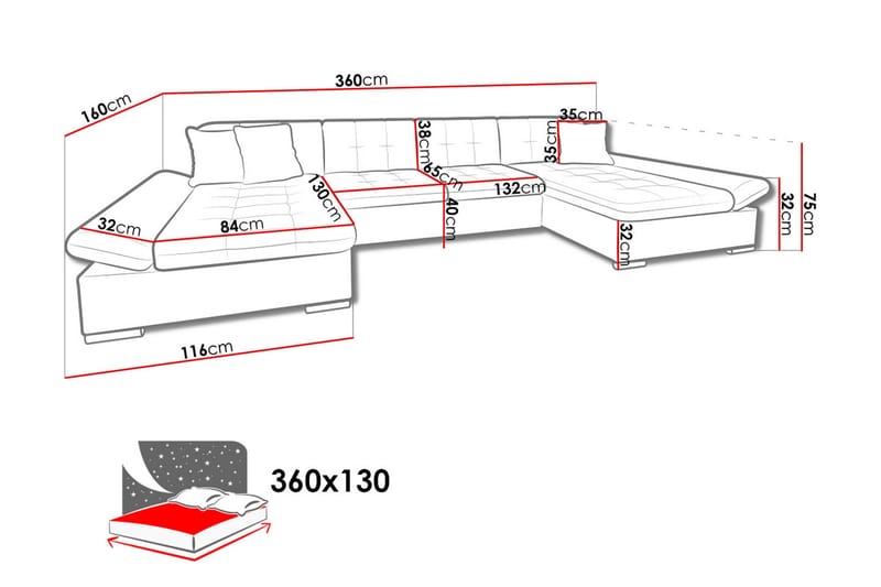 Dewitt 3-sits Bäddsoffa i Tyg och Läder - Vit|Grå - Möbler - Soffa - Bäddsoffa