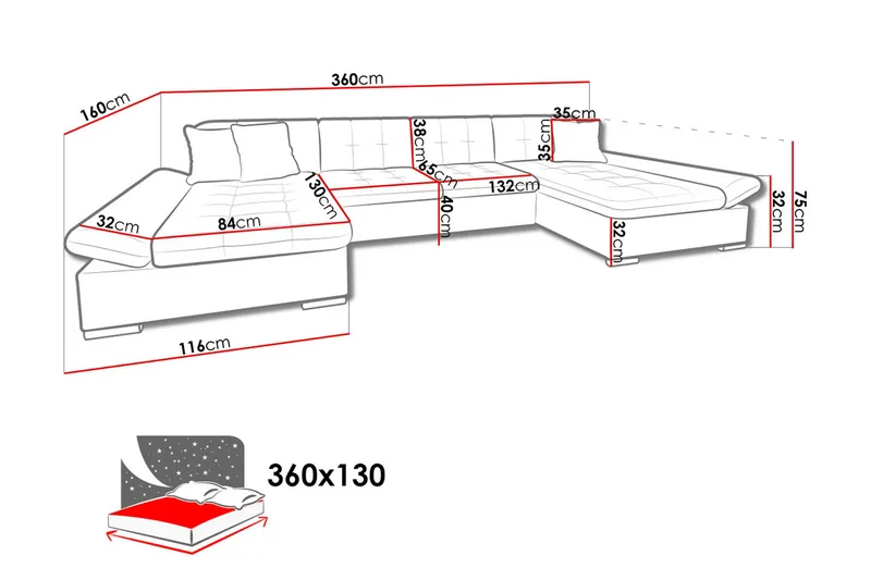 Dewitt 6-sits Bäddsoffa - Mörkgrå - Möbler - Soffa - Bäddsoffa
