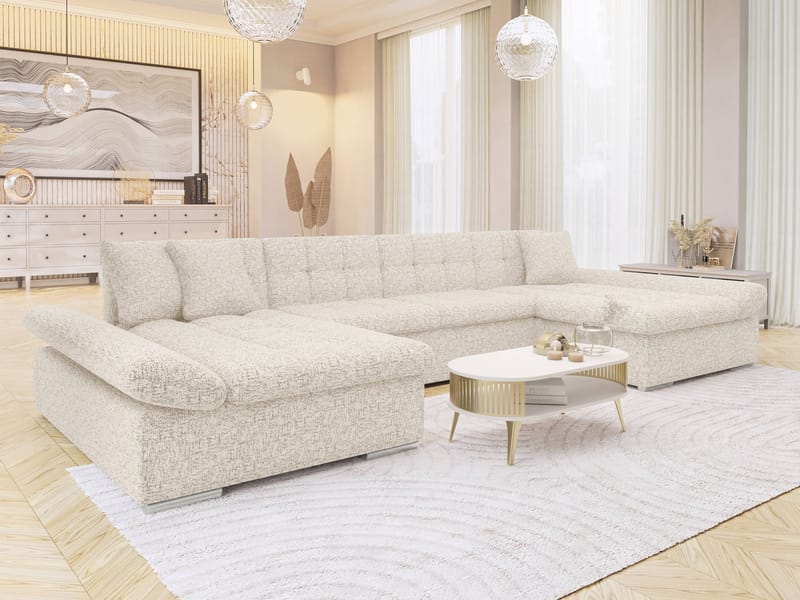 Dewitt U-formad 5-sits Bäddsoffa med förvaring - beige - Möbler - Soffa - Bäddsoffa