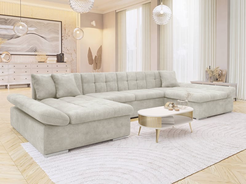Dewitt U-formad 5-sits Bäddsoffa med förvaring - beige - Möbler - Soffa - Bäddsoffa