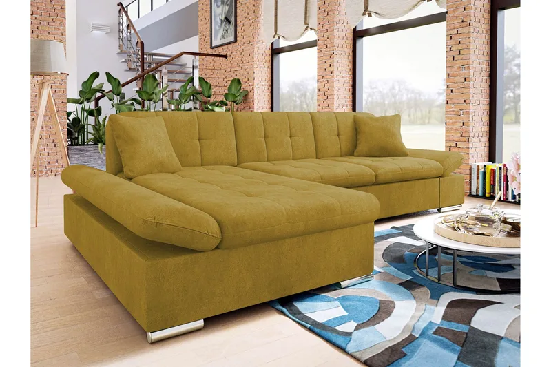 Djerra Bäddsoffa med Divan 3-sits - Gul - Möbler - Soffa - Bäddsoffa