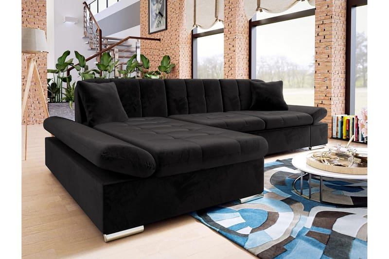 Djerra Bäddsoffa med Divan 3-sits - Svart - Möbler - Soffa - Bäddsoffa