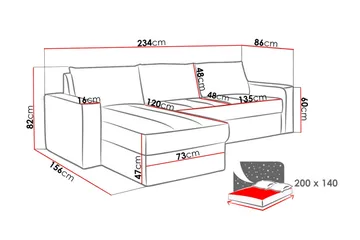 Domino Hörnsoffa - Grå - Möbler - Soffa - Bäddsoffa