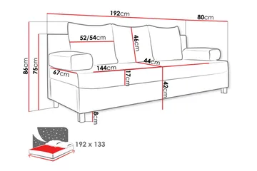 Dover Bäddsoffa 192x80x80 cm - Svart - Möbler - Soffa - Bäddsoffa