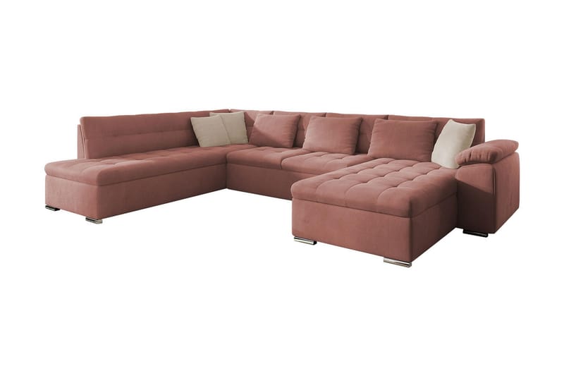 Dynir 4-sits Bäddsoffa i Sammet - Rosa - Möbler - Soffa - Bäddsoffa