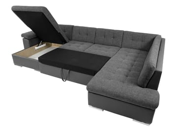 Dynir 6-sits Högervänd U-formad Bäddsoffa 125x290 cm med Förvaring i Tyg - Beige - Möbler - Soffa - Bäddsoffa