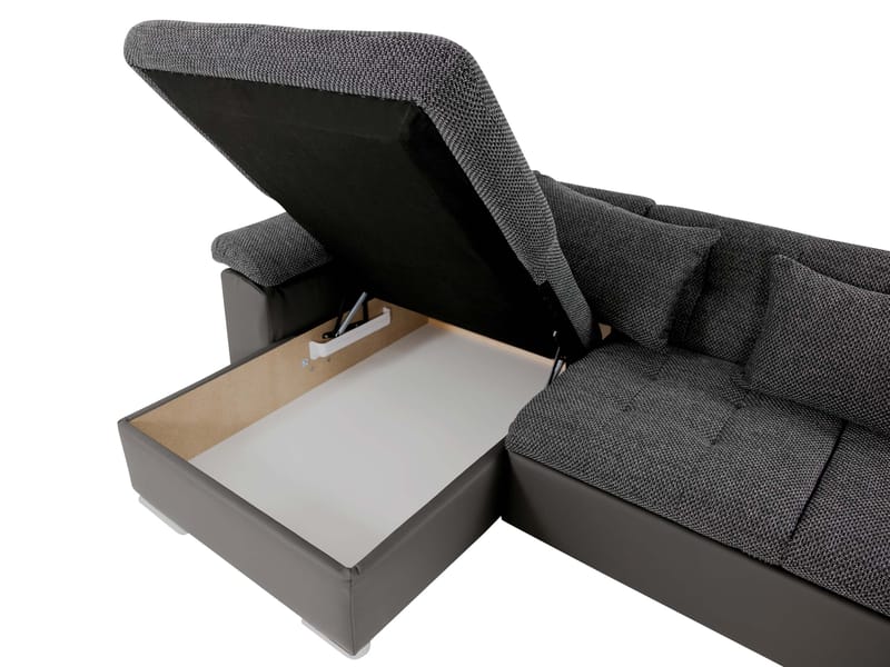 Dynir 6-sits Högervänd U-formad Bäddsoffa 125x290 cm med Förvaring i Tyg - Beige - Möbler - Soffa - Bäddsoffa