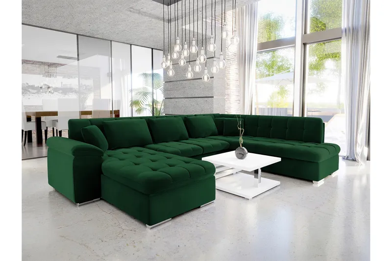 Dynir Bäddsoffa m. Divan och Schäslong 4-sits - Grön - Möbler - Soffa - Bäddsoffa