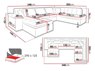 Dynir Bäddsoffa med Divan och Schäslong 5-sits - Beige - Möbler - Soffa - Bäddsoffa