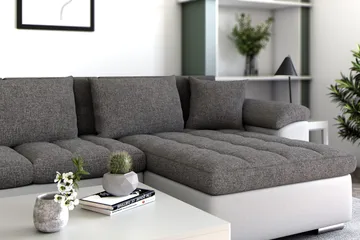 Dynir Hörnbäddsoffa Divan med Förvaring Höger - Vit/Ljusgrå - Möbler - Soffa - Bäddsoffa