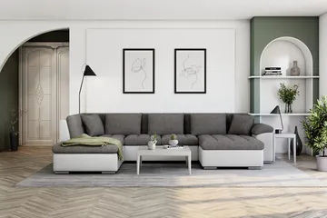 Dynir Hörnbäddsoffa Divan med Förvaring Höger - Vit/Ljusgrå - Möbler - Soffa - Bäddsoffa