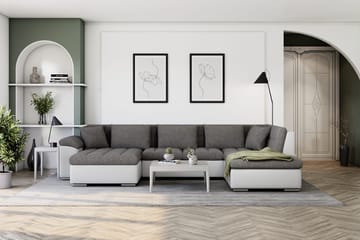 Dynir Hörnbäddsoffa Divan med Förvaring Vänster - Ljusgrå/Vit - Möbler - Soffa - Bäddsoffa