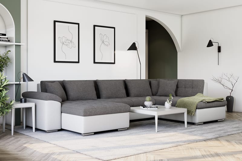Dynir Hörnbäddsoffa Divan med Förvaring Vänster - Ljusgrå/Vit - Möbler - Soffa - Bäddsoffa