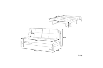 Edland 2-sits Rektangulär Bäddsoffa Fällbar 152 cm i Tyg med Träben - Svart - Möbler - Soffa - Bäddsoffa