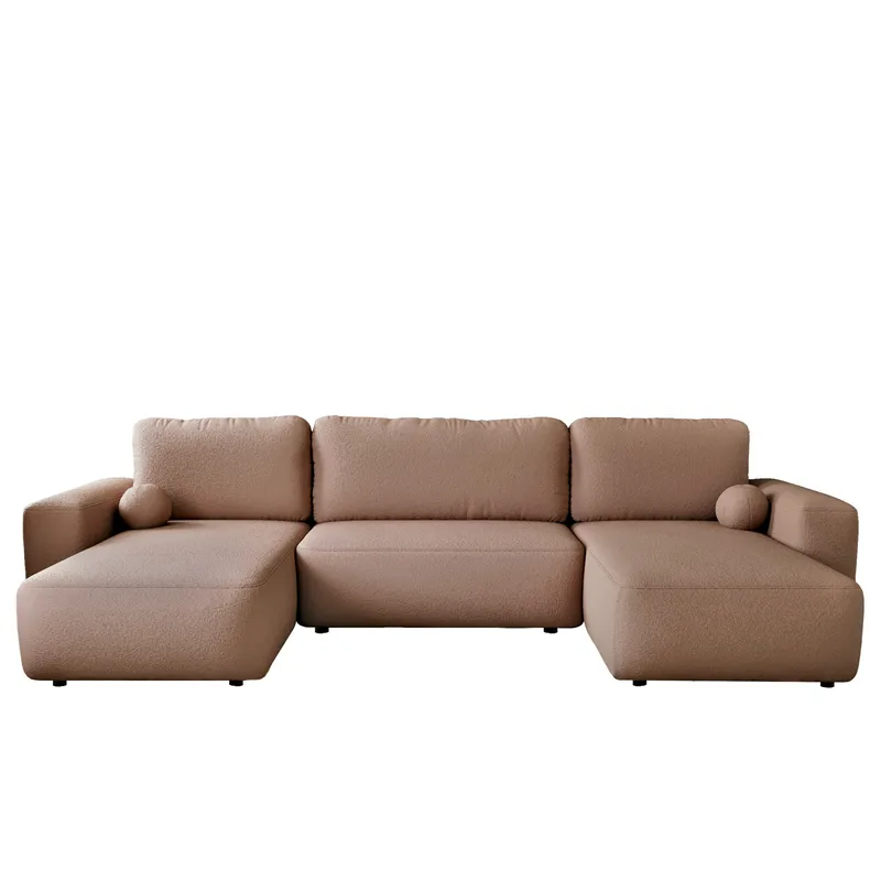 Elvior 5-sits U-formad bäddsoffa med dubbeldivan, rosa
