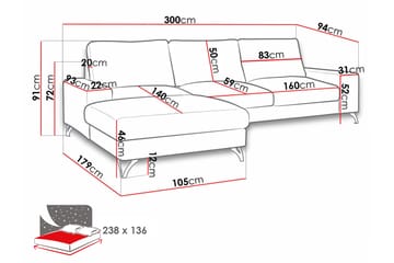 Emet Bäddsoffa med Divan 3-sits - Ljusbrun - Möbler - Soffa - Bäddsoffa